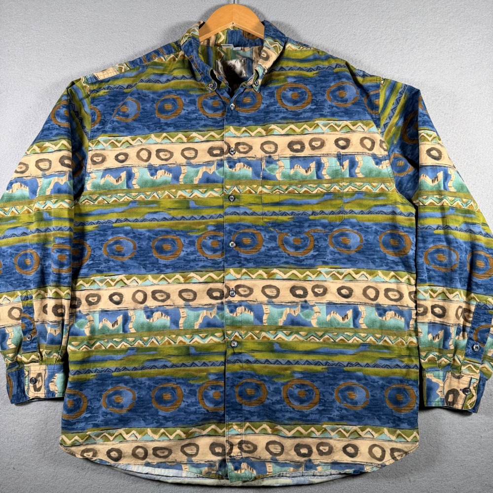 The Territory Ahead Mens XXL Abstract Tribal Geometric Cotton Button Down Shirt